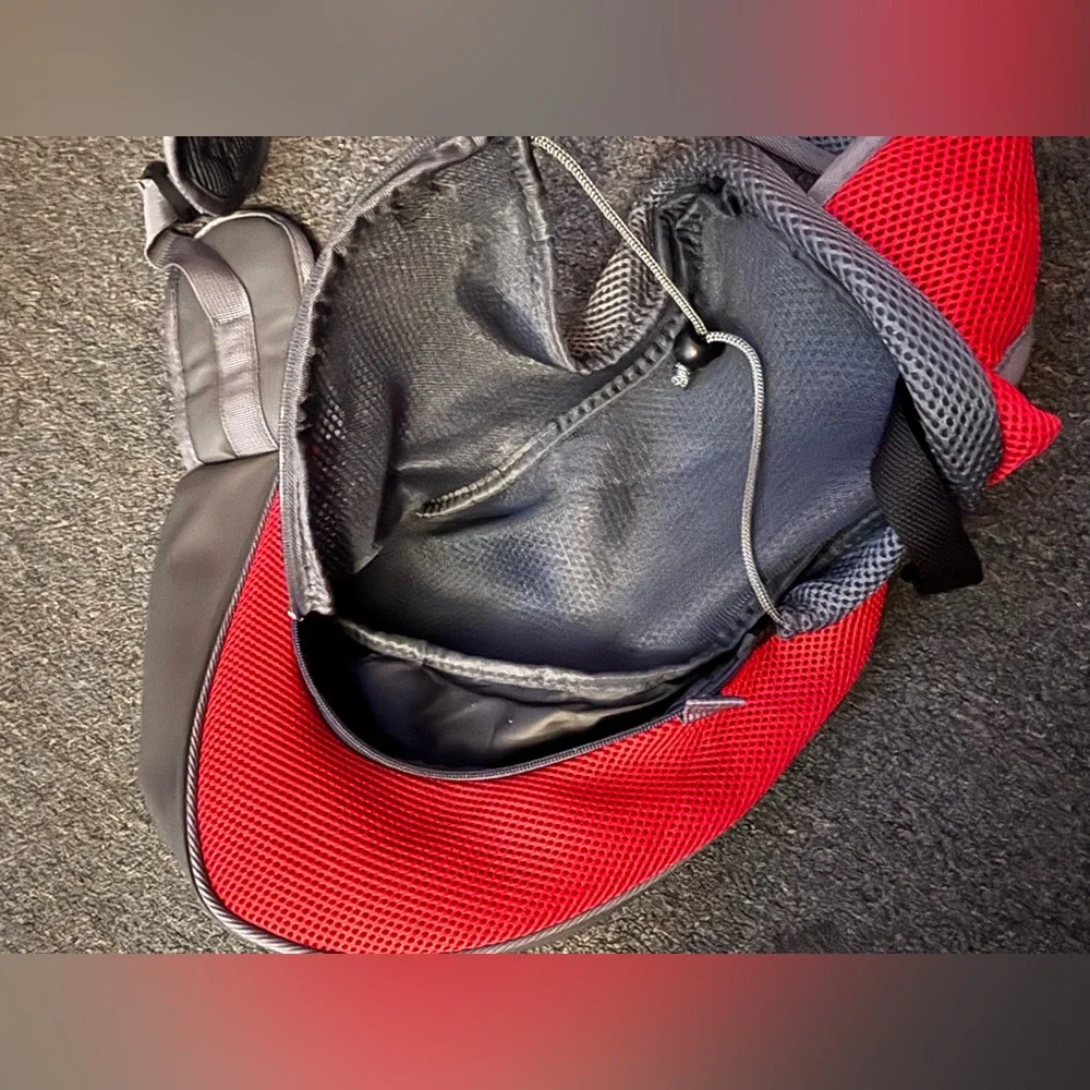 Red and Gray Sling Bag